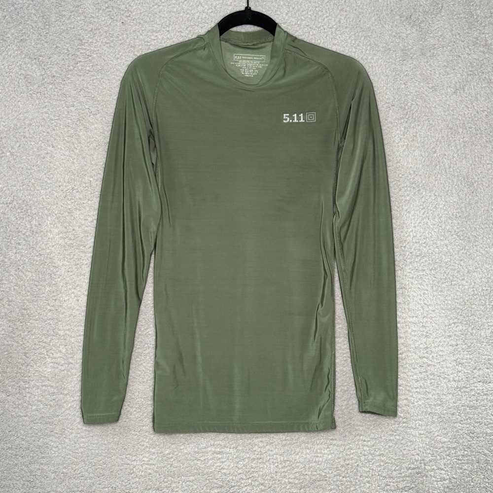 5.11 Tactical Series Compression Shirt Mens M Green Base Layer Stretch L/S